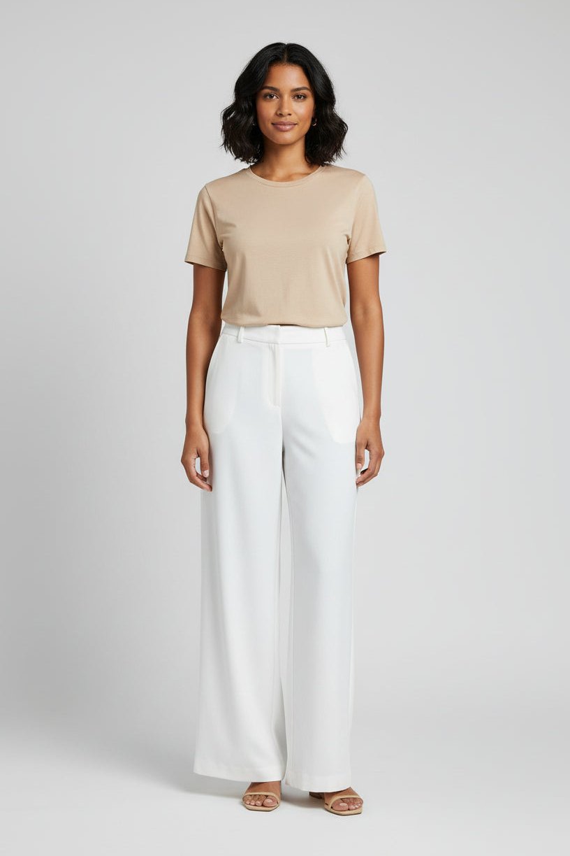 Adaline High-Waisted Wide Leg Trousers with Side Pockets