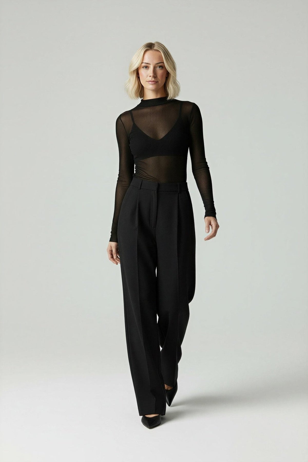 Adaline High-Waisted Wide Leg Trousers with Side Pockets