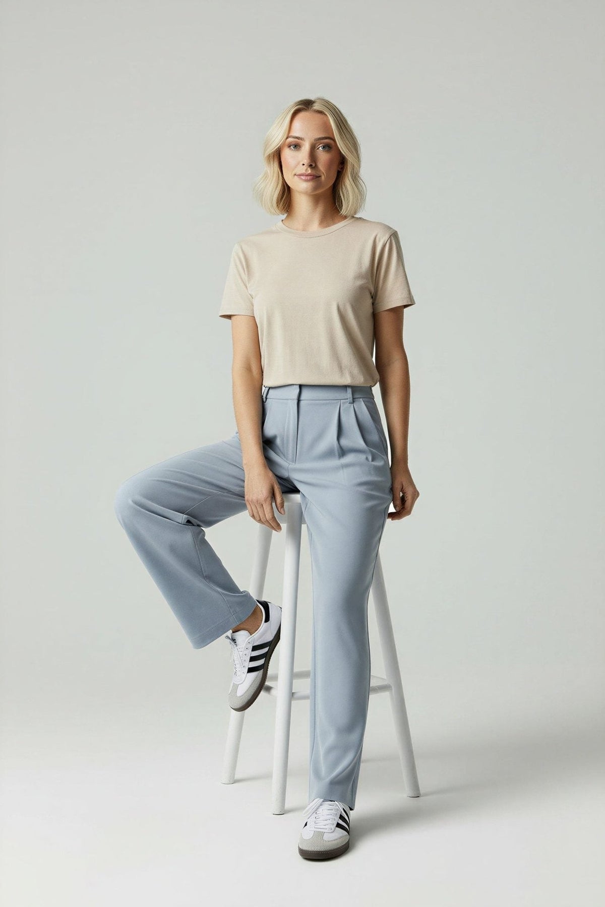 Adaline High-Waisted Wide Leg Trousers with Side Pockets