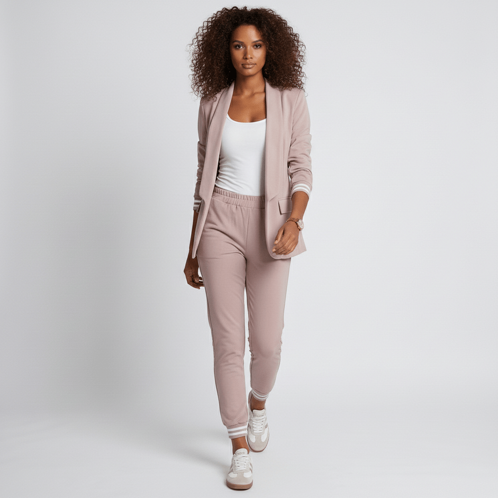 Aida Two Piece Set Blazer and Tapered Pants for Women - Warm Beige