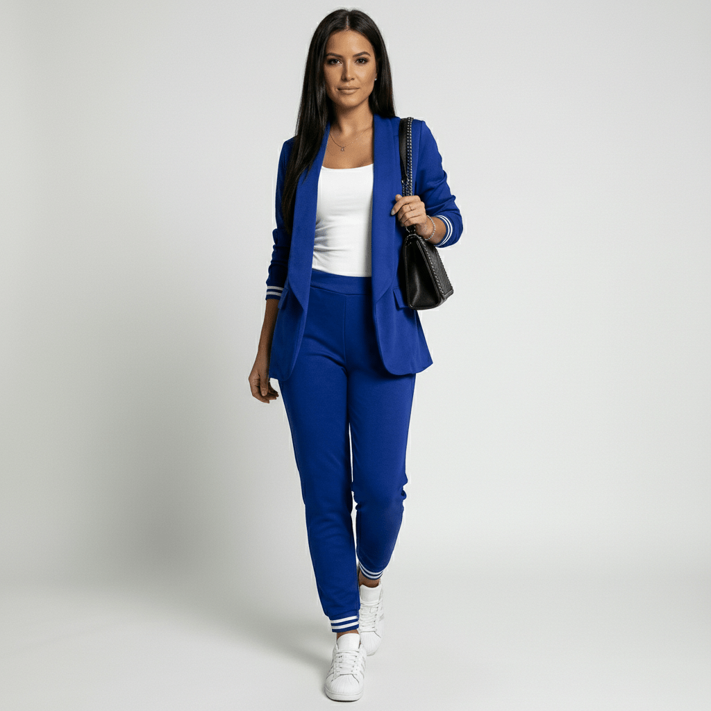 Aida Two Piece Set Blazer and Tapered Pants for Women - Vibrant Blue
