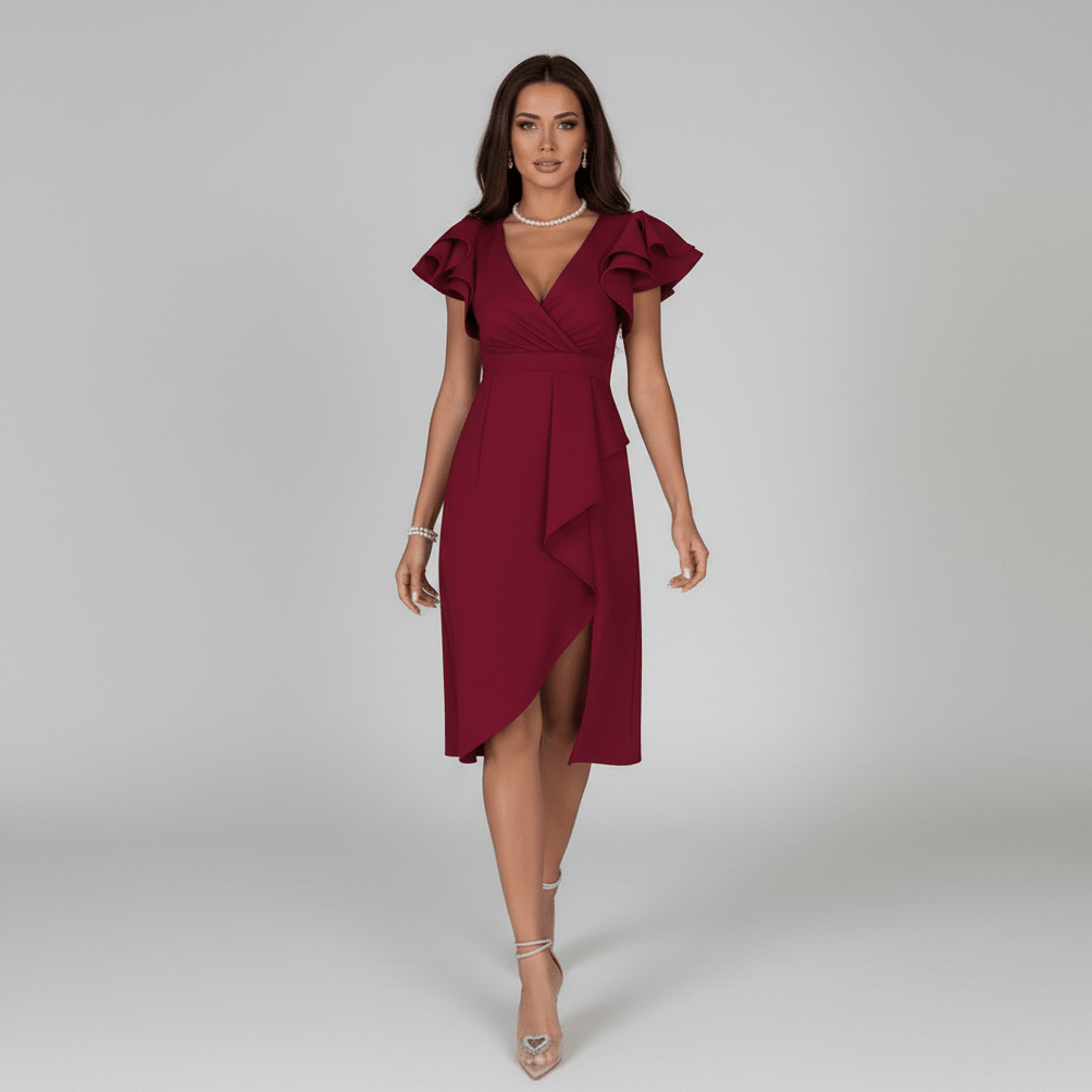 Alea Elegant Ruffle Wedding Guest Dress for Women