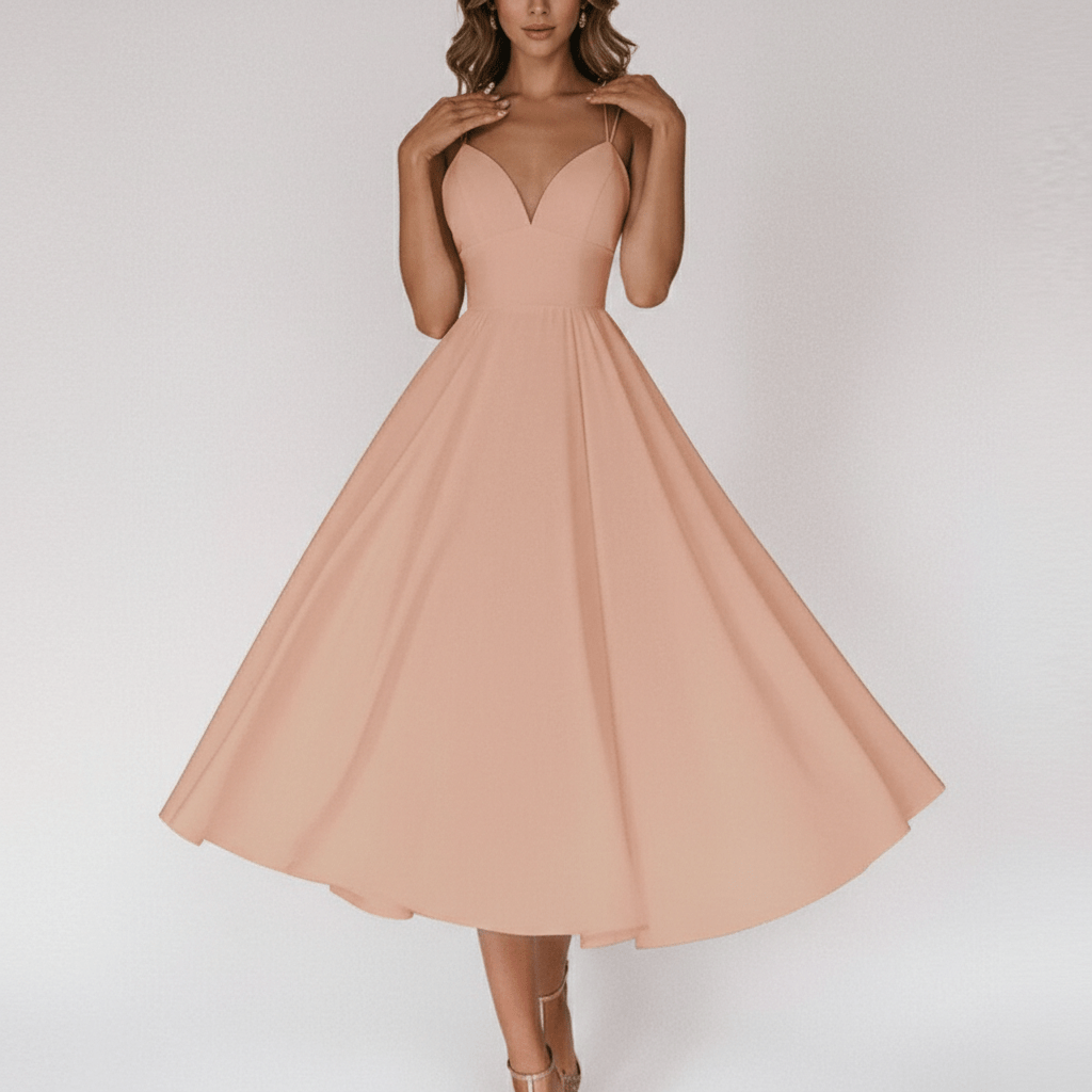 Bettina Sweetheart Neck Cocktail Dress with Spaghetti Straps - Blush Pink