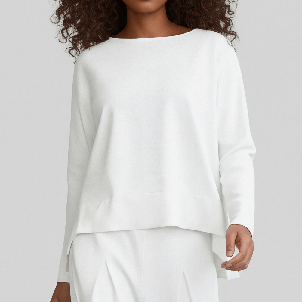 Delphine Two Piece Set with Round Neck Top and Tapered Pants