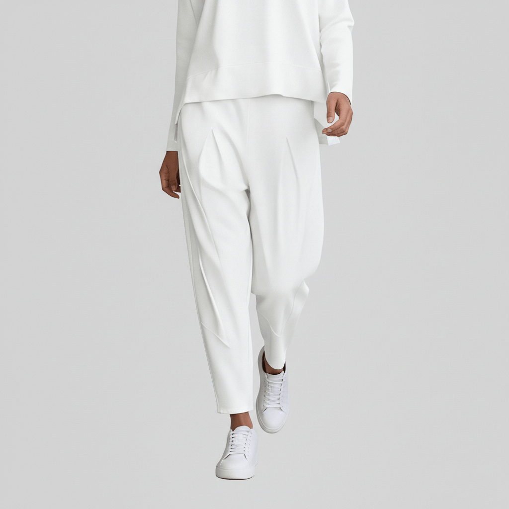 Delphine Two Piece Set with Round Neck Top and Tapered Pants