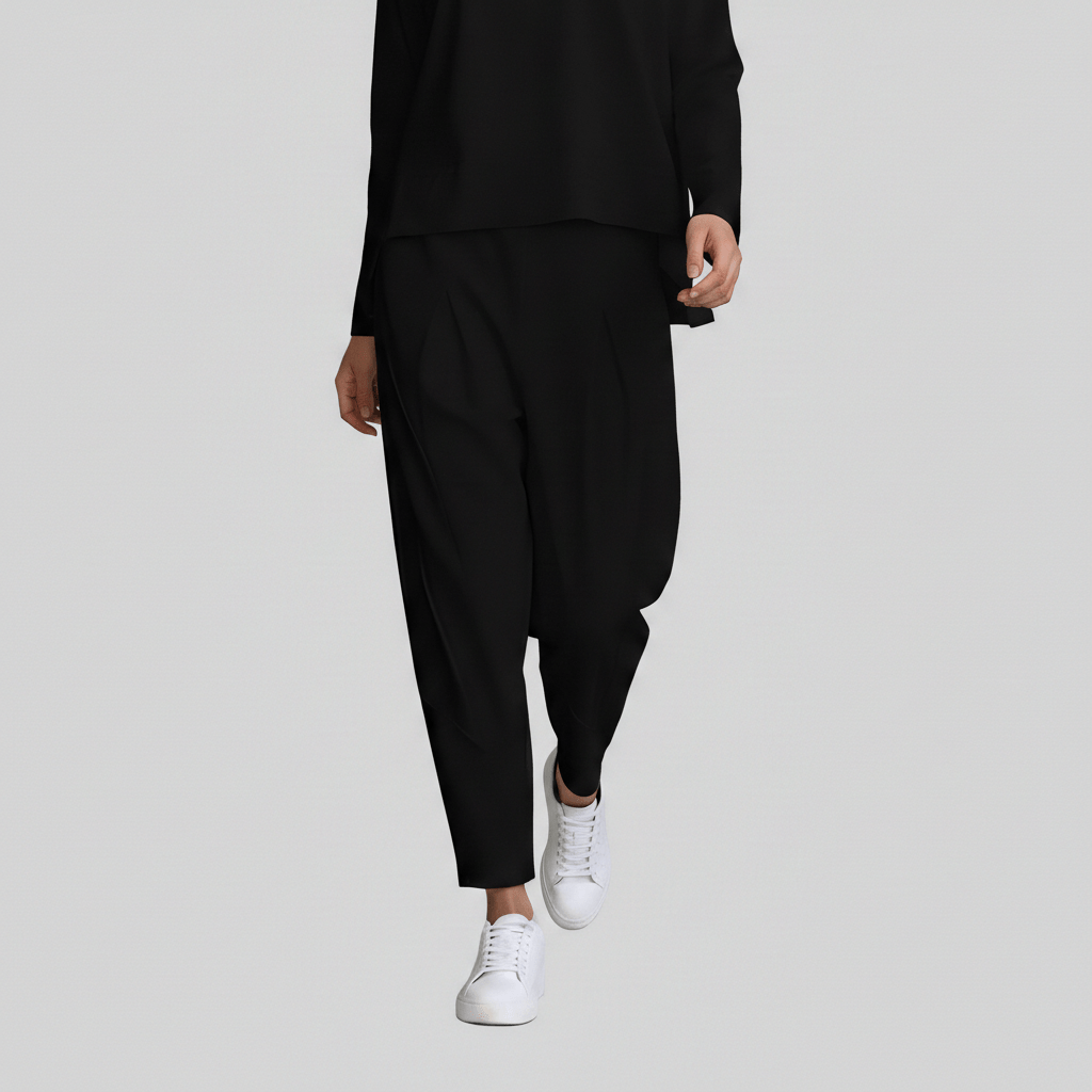 Delphine Two Piece Set with Round Neck Top and Tapered Pants