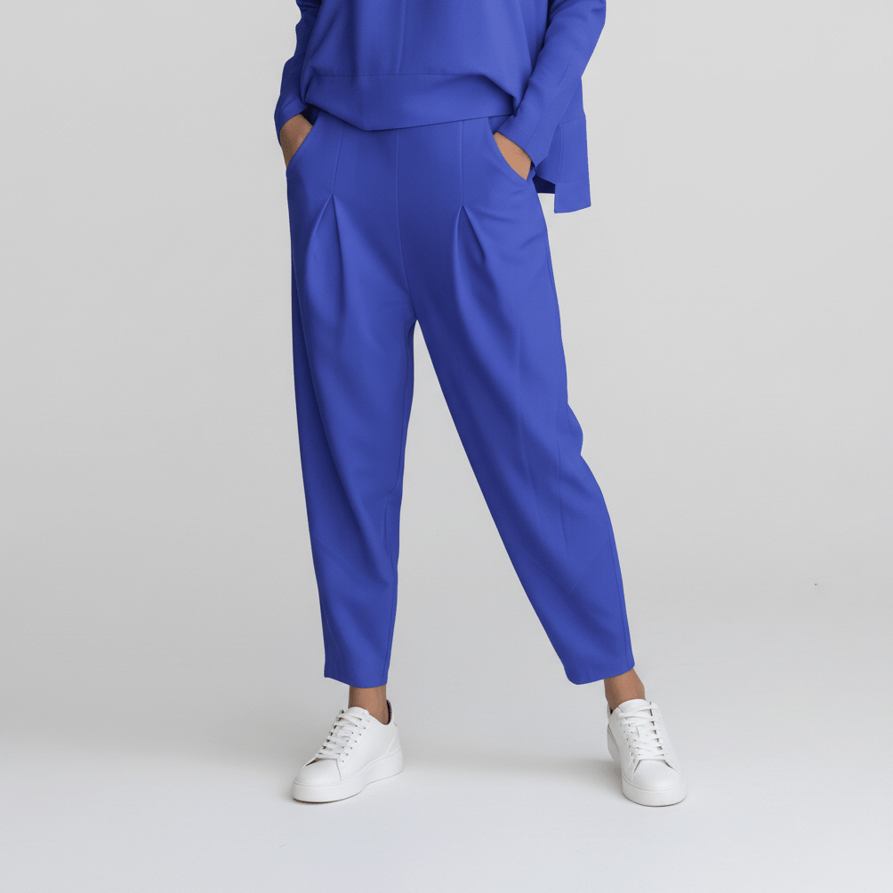 Delphine Two Piece Set with Round Neck Top and Tapered Pants