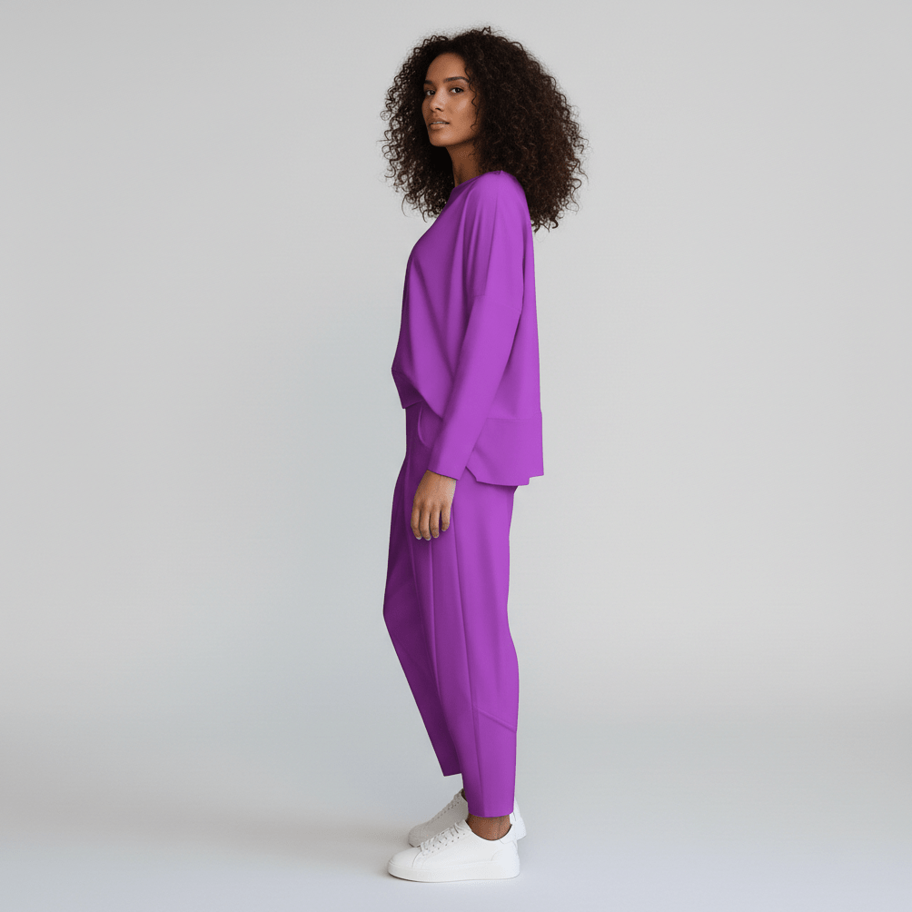 Delphine Two Piece Set with Round Neck Top and Tapered Pants