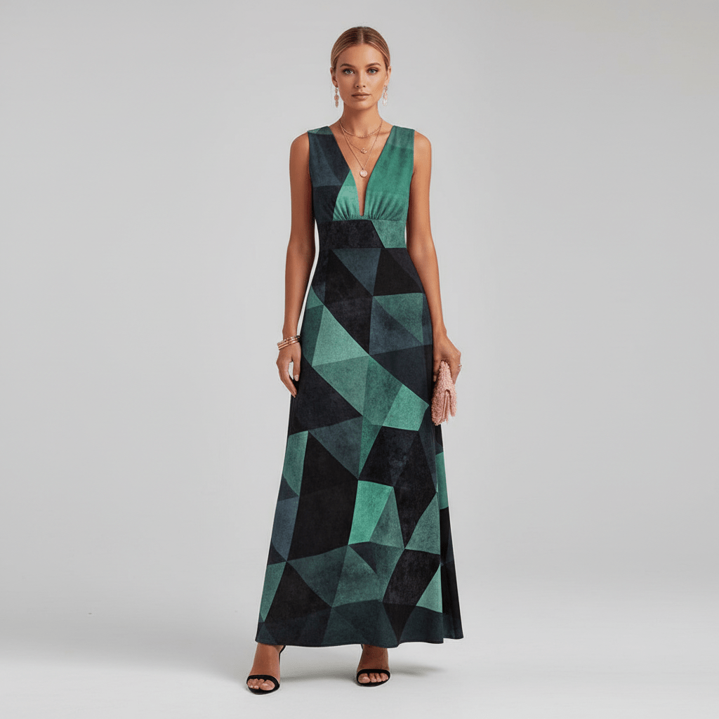 Jaida Elegant Maxi Wedding Guest Dress for Women - Dark Turquoise