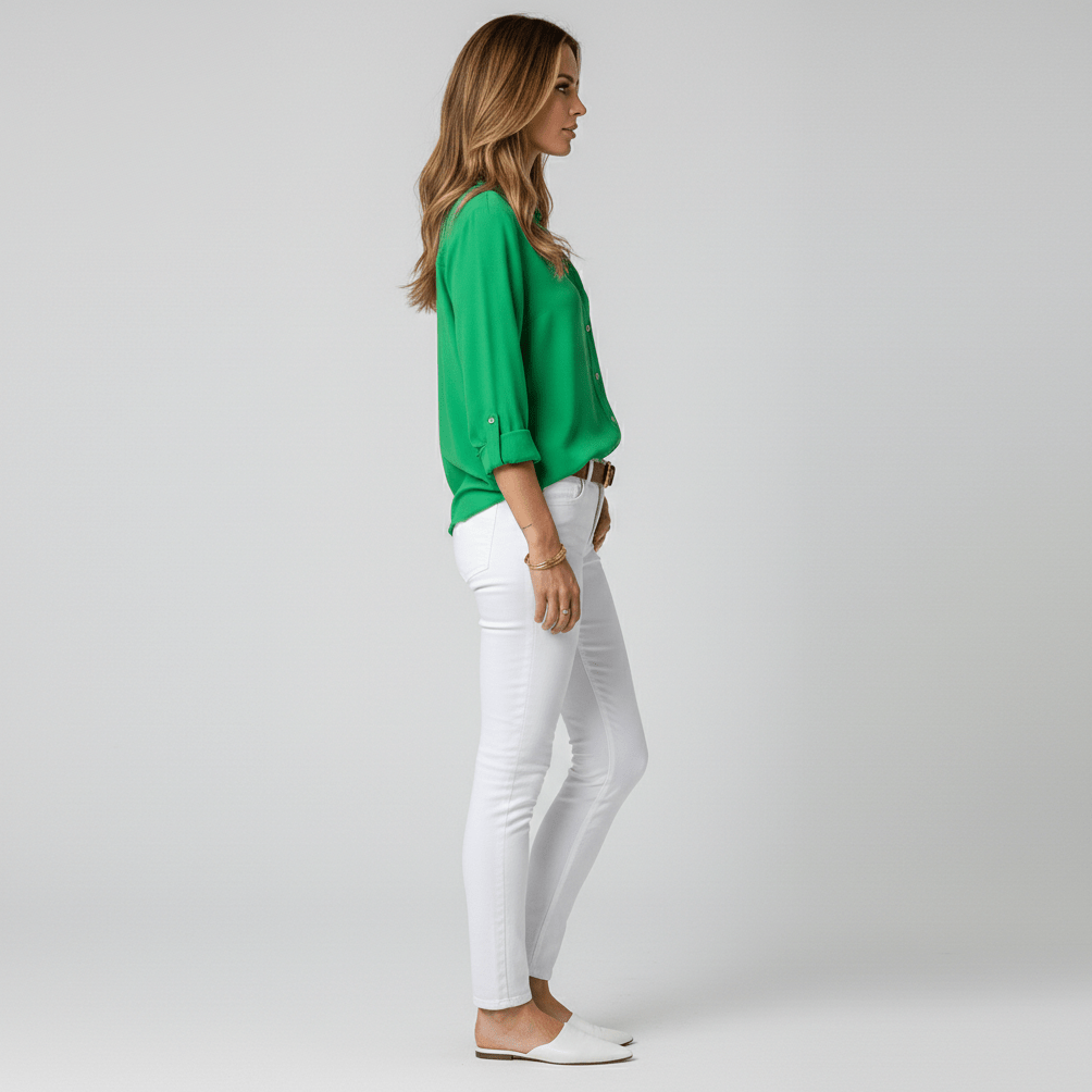 Joyce Button-Up Long Sleeve Blouse with Shirt Collar