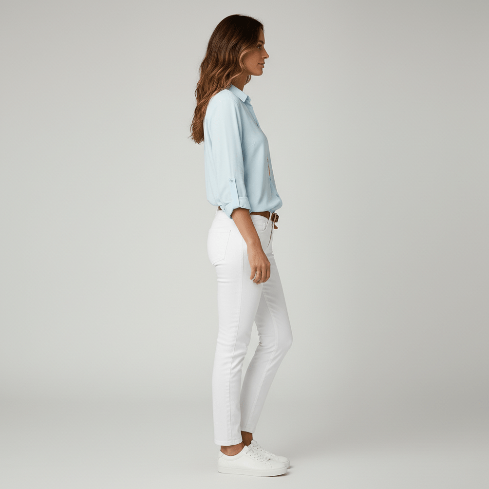 Joyce Button-Up Long Sleeve Blouse with Shirt Collar