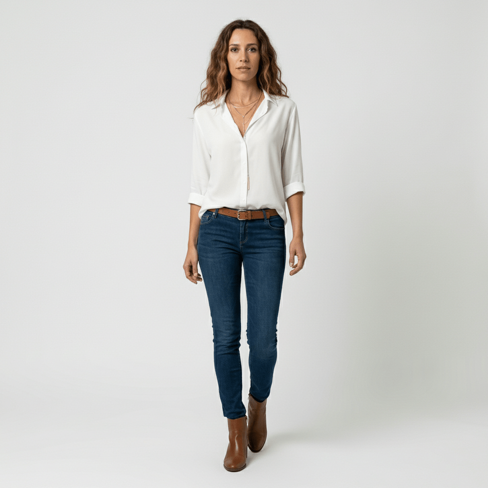 Joyce Button-Up Long Sleeve Blouse with Shirt Collar