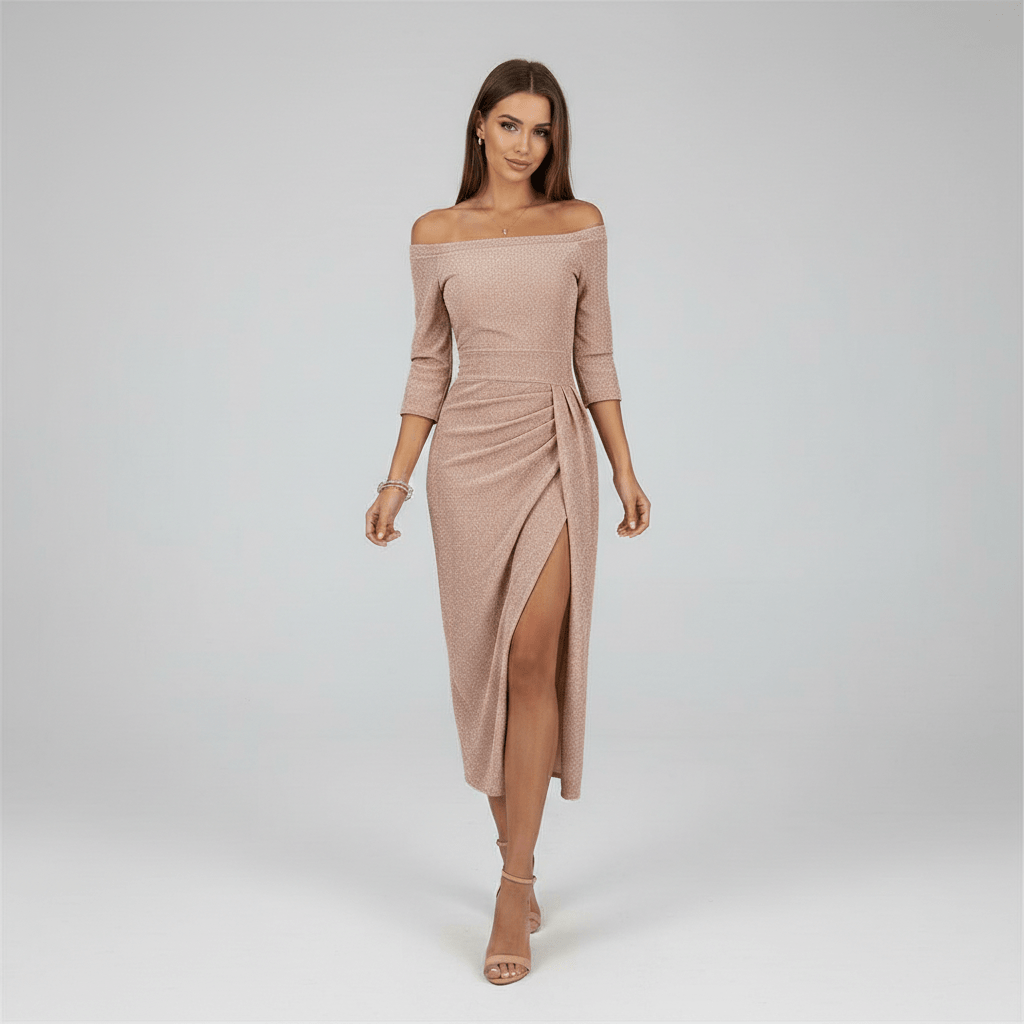 Kitty Elegant Off-Shoulder Wedding Guest Dress