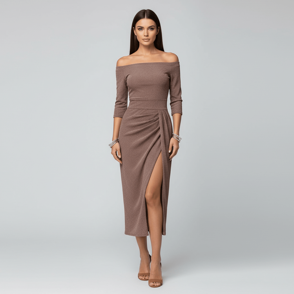 Kitty Elegant Off-Shoulder Wedding Guest Dress