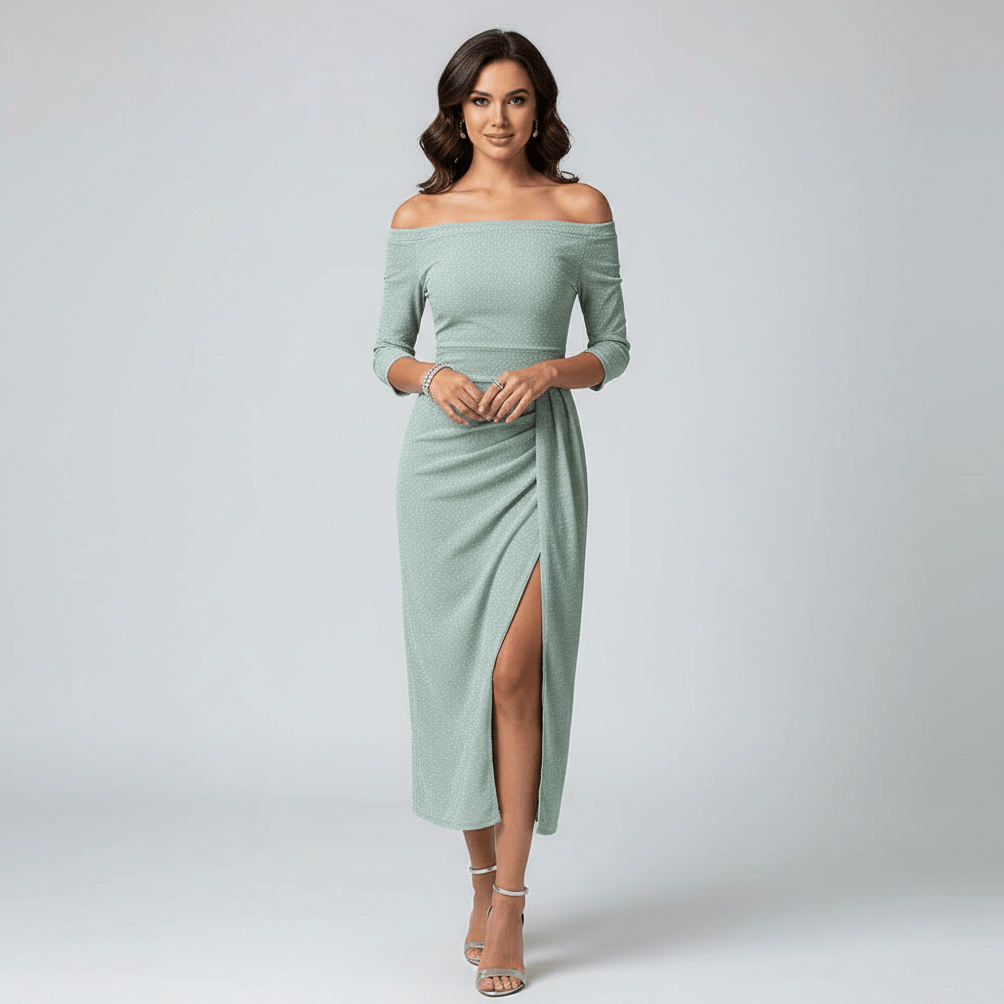 Kitty Elegant Off-Shoulder Wedding Guest Dress