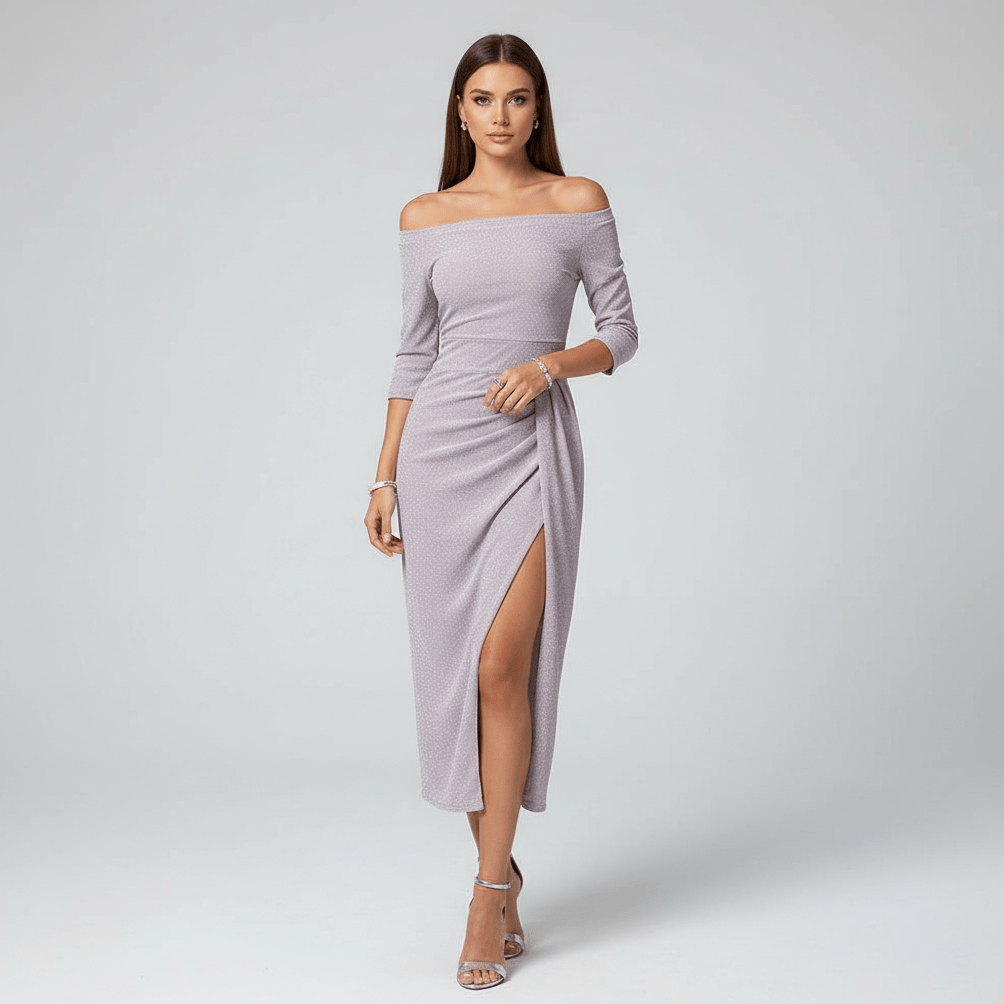 Kitty Elegant Off-Shoulder Wedding Guest Dress