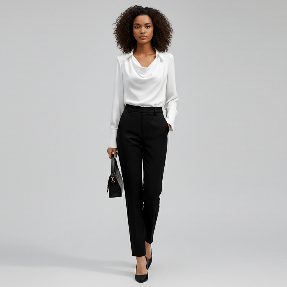 Lenora Cowl Neck Blouse with Long Sleeves for Women