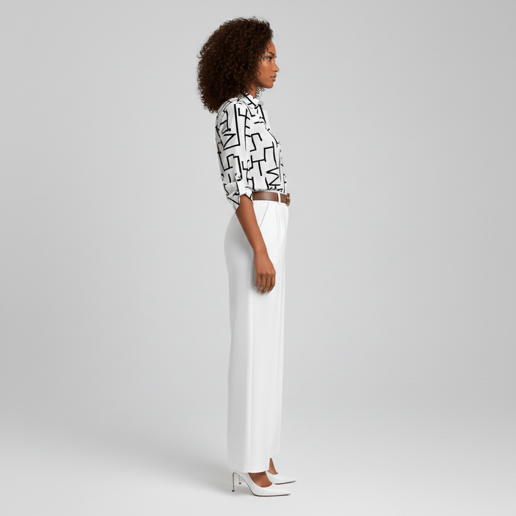 Lily Relaxed Fit Printed Button Blouse with Collar