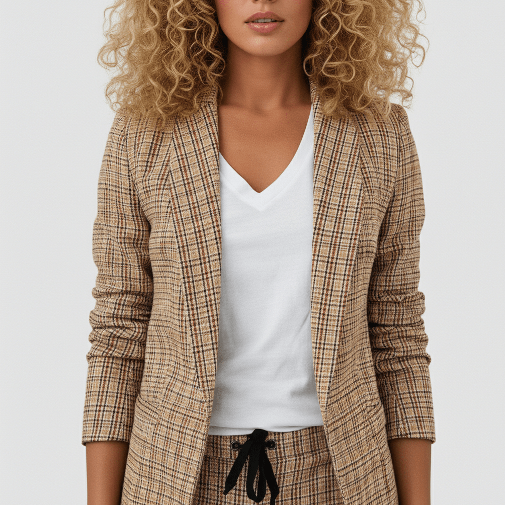 Moya Two Piece Set Plaid Blazer and Slim Fit Pants