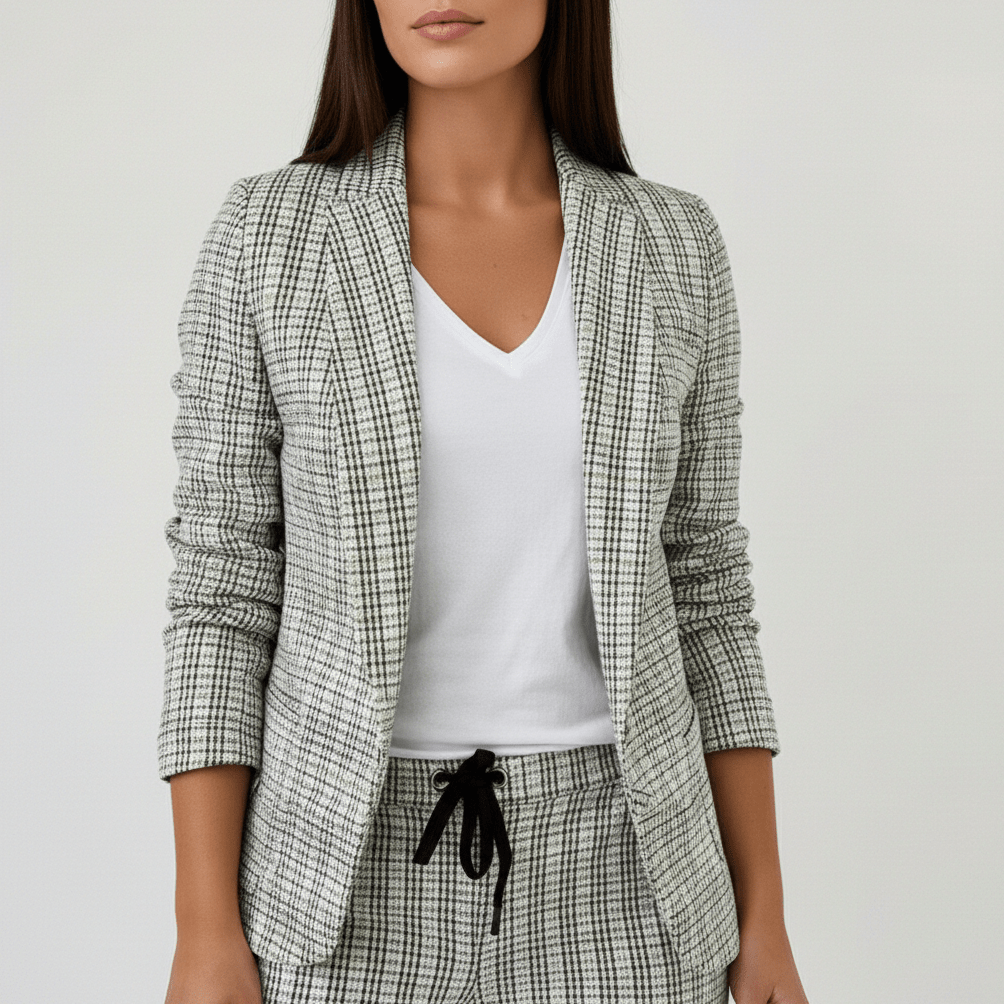 Moya Two Piece Set Plaid Blazer and Slim Fit Pants