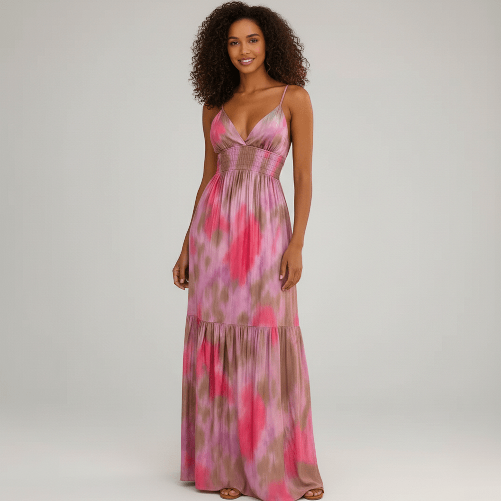 Nica Spaghetti Strap Maxi Dress with Smocked Waist