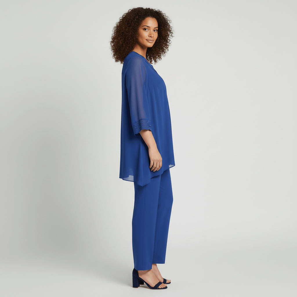 Nichola Two Piece Set with Embroidered Tunic and Straight Pants
