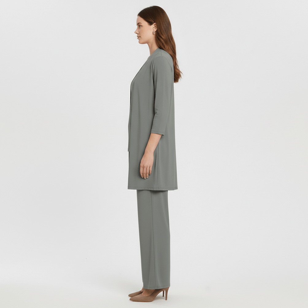 Ruth Two Piece Set Open Front Cardigan and Wide-Leg