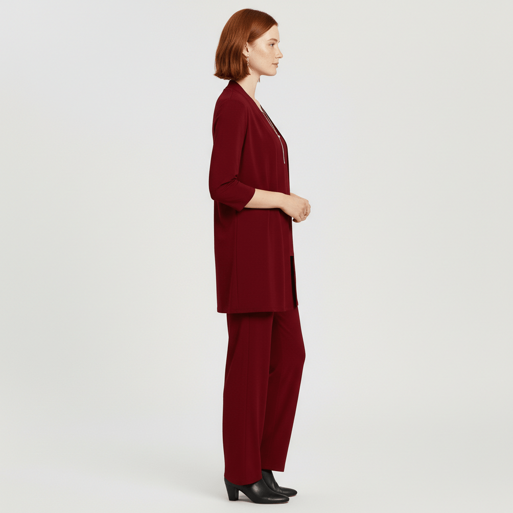 Ruth Two Piece Set Open Front Cardigan and Wide-Leg