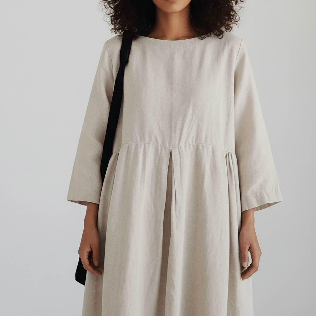 Shirley Round Neck Oversized Maxi Dress for Women with Side Pockets