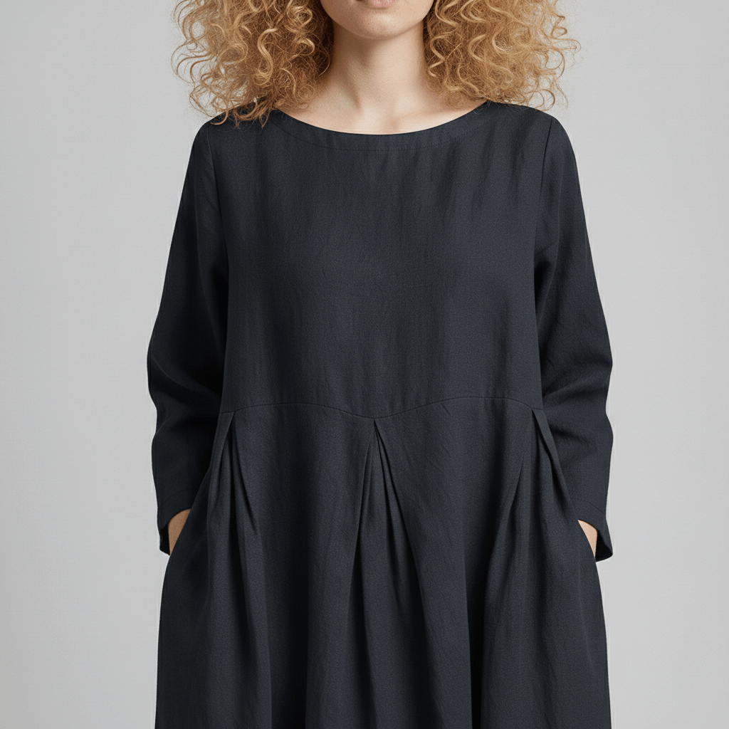 Shirley Round Neck Oversized Maxi Dress for Women with Side Pockets