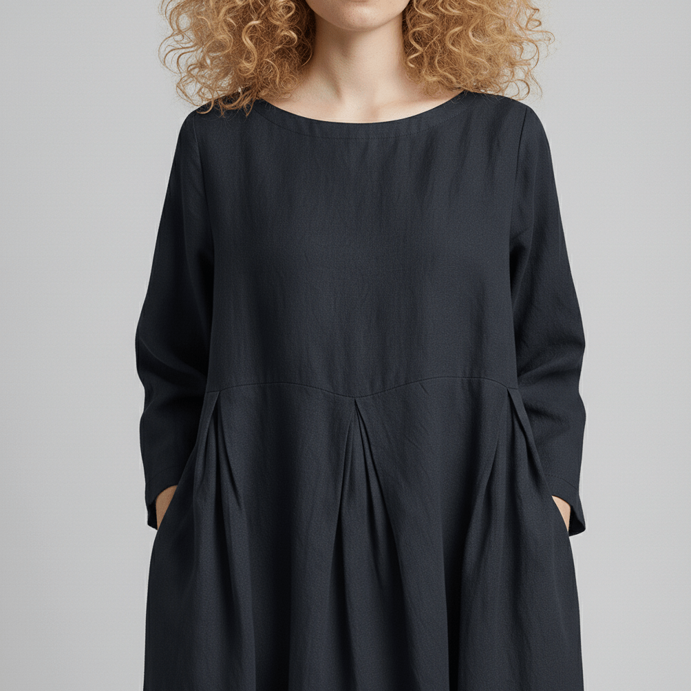 Shirley Round Neck Oversized Maxi Dress for Women with Side Pockets