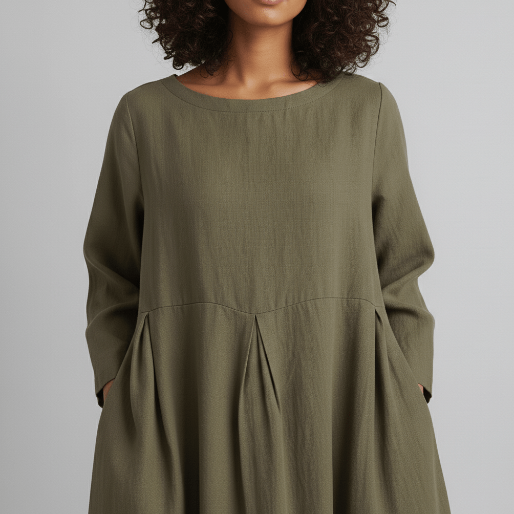 Shirley Round Neck Oversized Maxi Dress for Women with Side Pockets