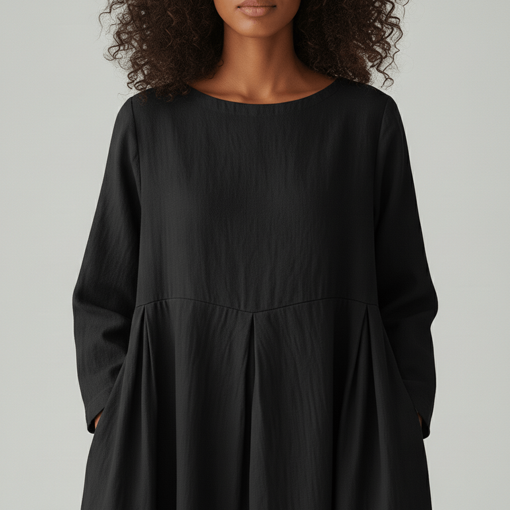 Shirley Round Neck Oversized Maxi Dress for Women with Side Pockets