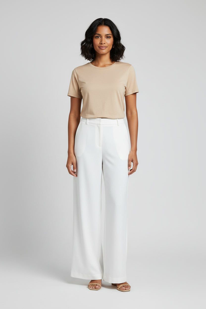Adaline High-Waisted Wide Leg Trousers with Side Pockets