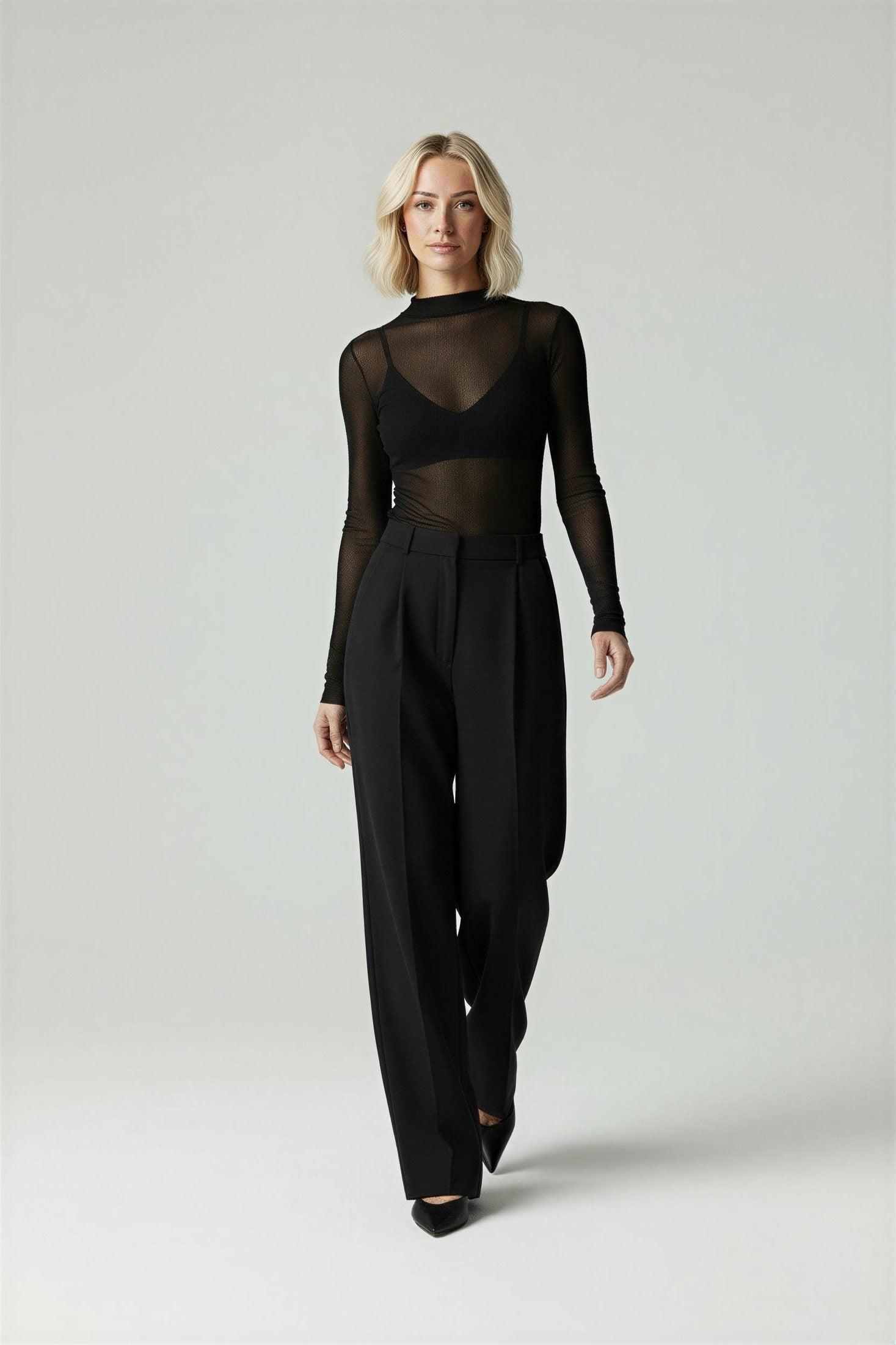 Adaline High-Waisted Wide Leg Trousers with Side Pockets