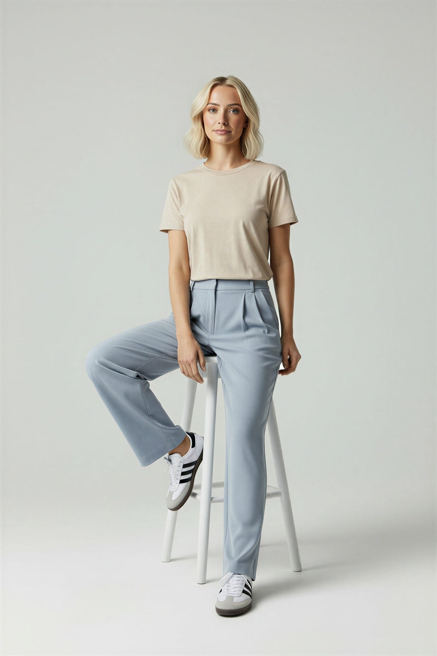 Adaline High-Waisted Wide Leg Trousers with Side Pockets