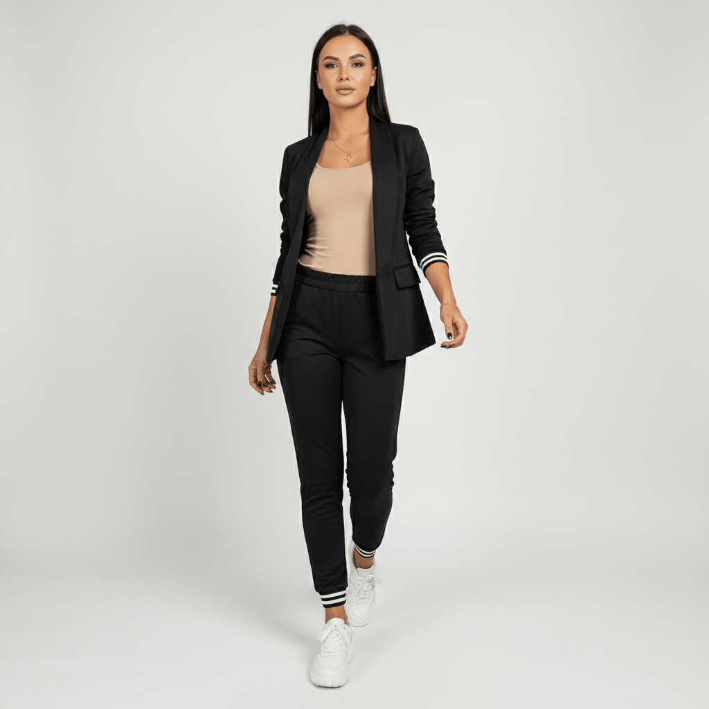 Aida Two Piece Set Blazer and Tapered Pants for Women - Classic Black