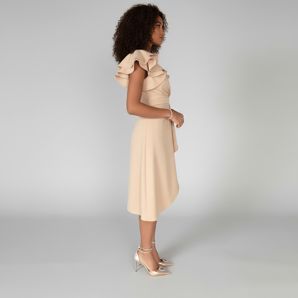 Alea Elegant Ruffle Wedding Guest Dress for Women