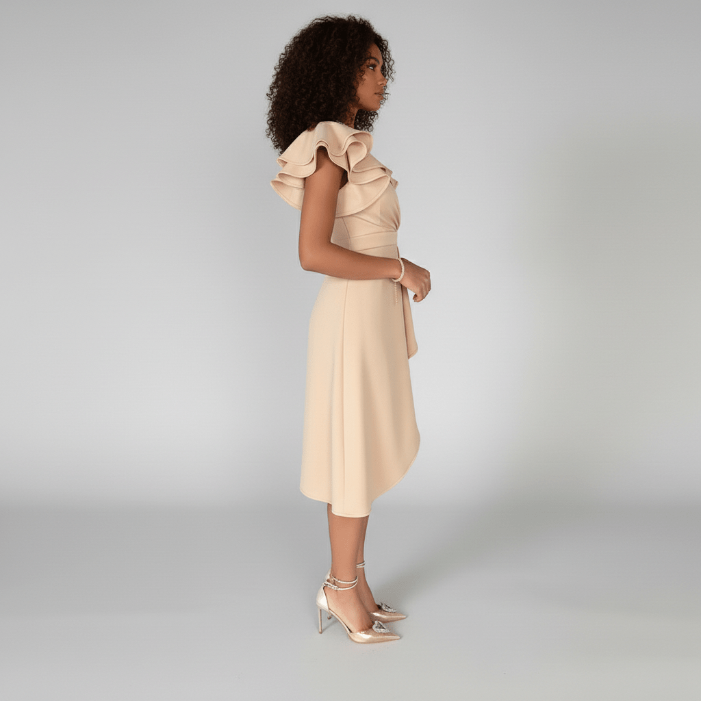 Alea Elegant Ruffle Wedding Guest Dress for Women