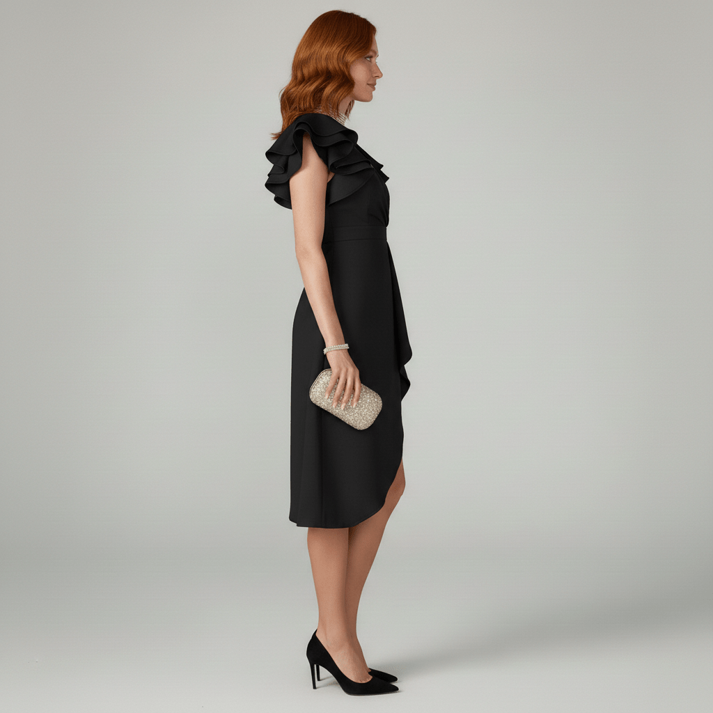 Alea Elegant Ruffle Wedding Guest Dress for Women