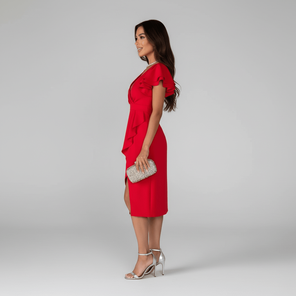 Alea Elegant Ruffle Wedding Guest Dress for Women