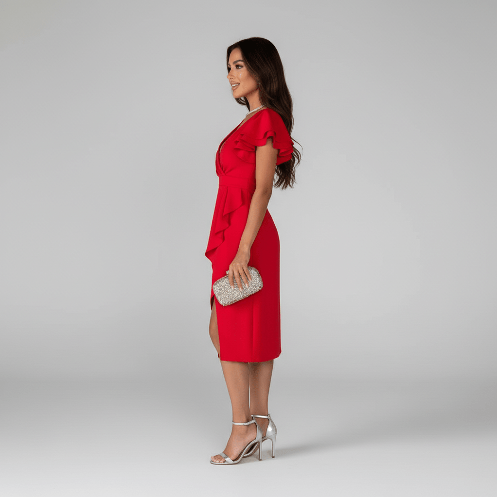 Alea Elegant Ruffle Wedding Guest Dress for Women