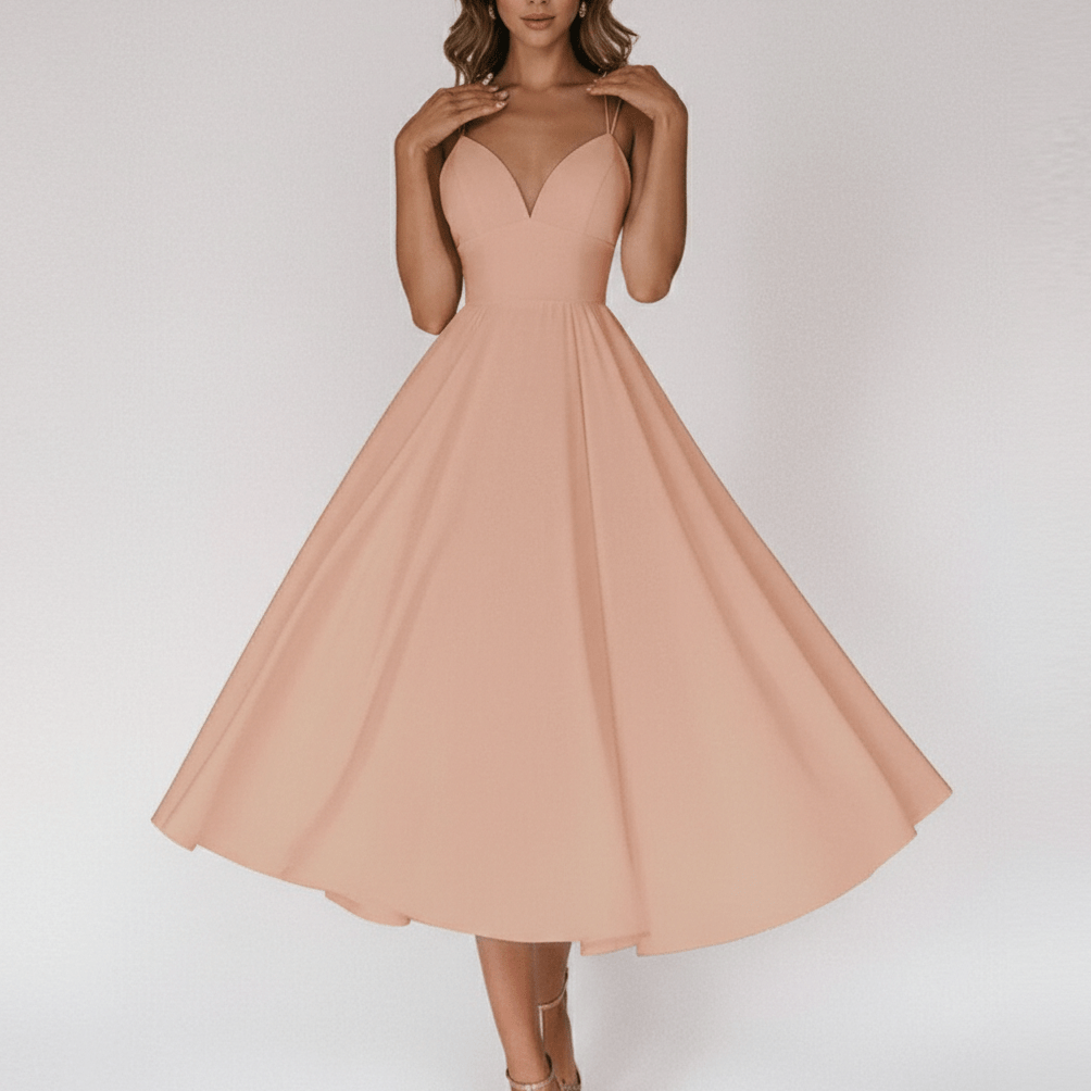 Bettina Sweetheart Neck Cocktail Dress with Spaghetti Straps - Blush Pink