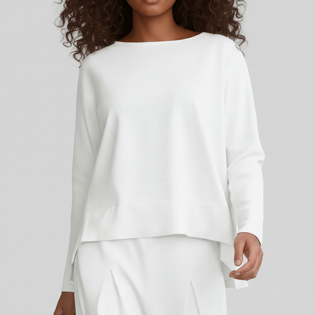 Delphine Two Piece Set with Round Neck Top and Tapered Pants