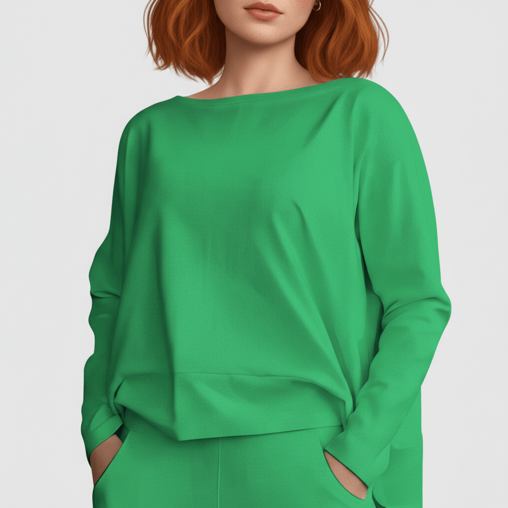 Delphine Two Piece Set with Round Neck Top and Tapered Pants
