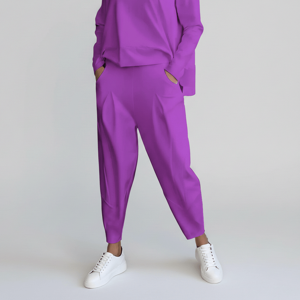 Delphine Two Piece Set with Round Neck Top and Tapered Pants