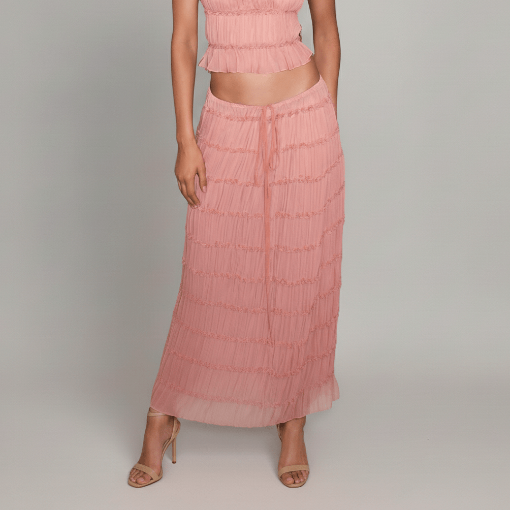 Edeline Halter Neck Two Piece Set with Crop Top and Maxi Skirt