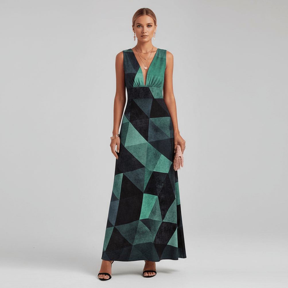 Jaida Elegant Maxi Wedding Guest Dress for Women - Dark Turquoise