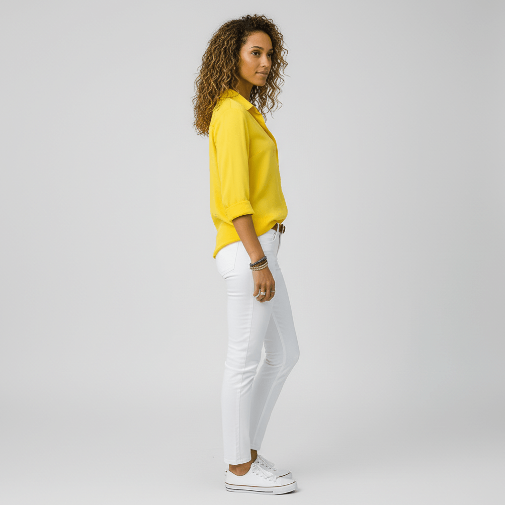 Joyce Button-Up Long Sleeve Blouse with Shirt Collar
