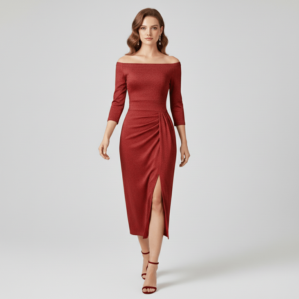 Keri Elegant Off-Shoulder Wedding Guest Dress